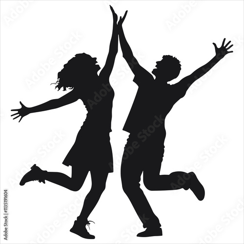 funny couple joy icon silhouette 
