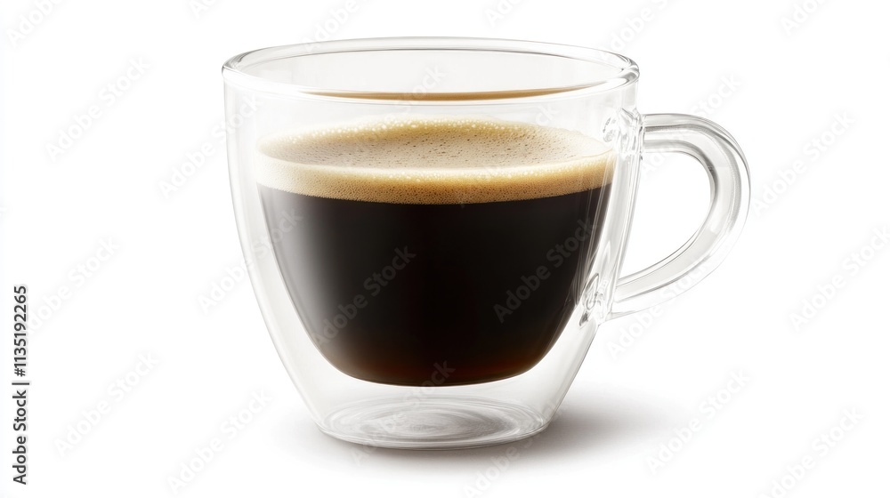 A Glass Mug Filled With Dark Coffee A Glass Mug Filled With Dark Coffee