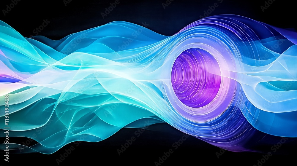 Obraz premium Blue swirling abstract composition with smooth fluid motion against a black background