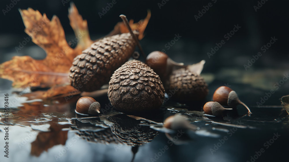 Obraz premium Studio Shot of Acorns with Rich Texture and Earthy Finish
