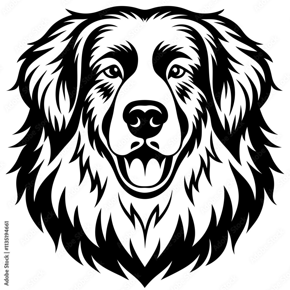 great pyrenees dog black silhouette vector with white background great pyrenees dog black silhouette vector with white background