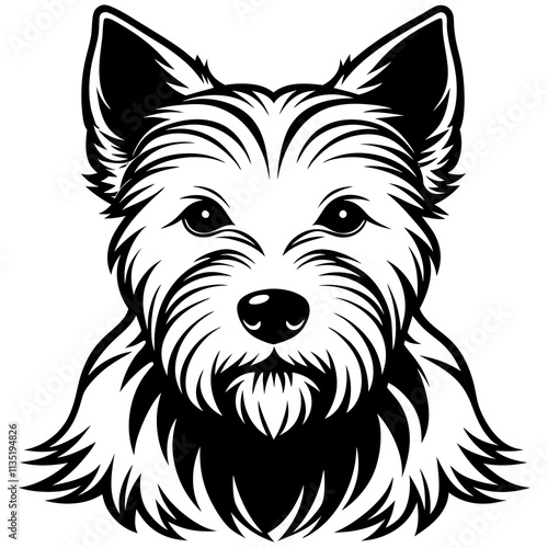 west highland white terrier dog black silhouette vector with white background