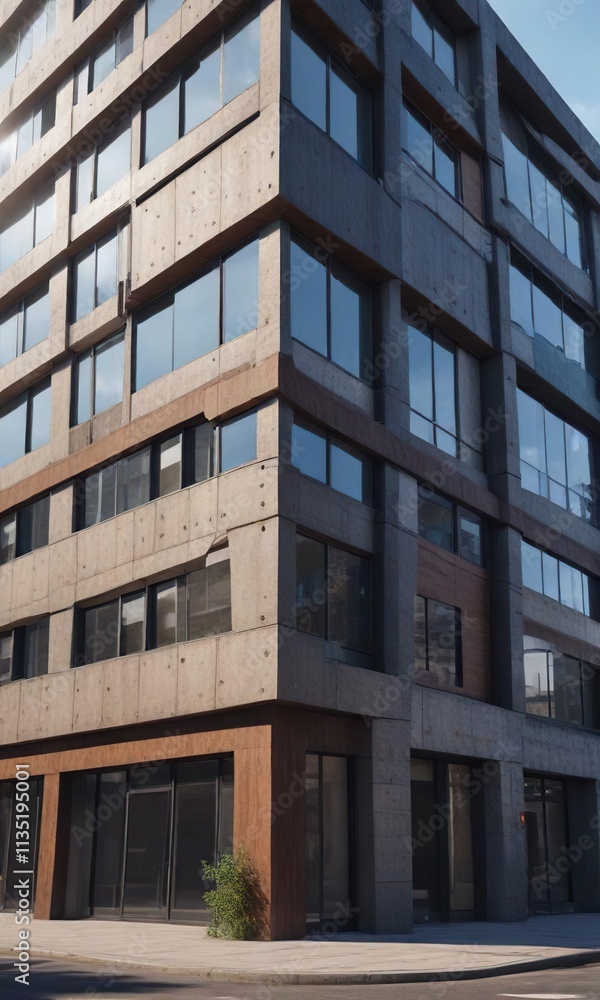 Office building with a unique facade featuring a blend of materials and textures, architecture, unique facade, office building Office building with a unique facade featuring a blend of materials and textures, architecture, unique facade, office building