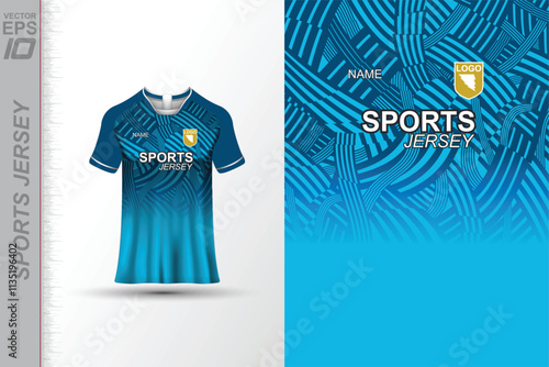 Modern ready-to-print jersey design with dynamic lines and vibrant colors. Perfect for football, basketball, cycling, or sportswear. High-quality, customizable vector file for instant printing.