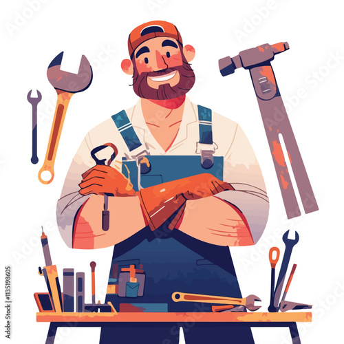 Illustration of an engineer with her personal tools