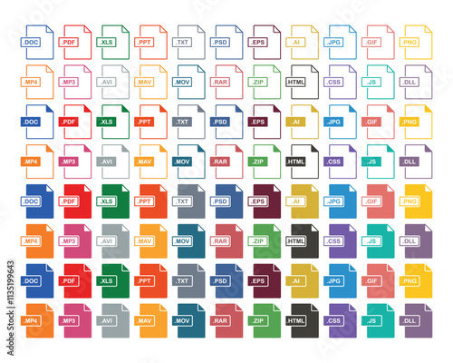 File extensions icon set. illustration vector