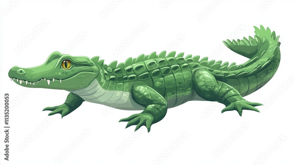 Fototapeta premium Detailed Illustration of a Crocodile Alligator Isolated on White Background for Educational and Creative Usage