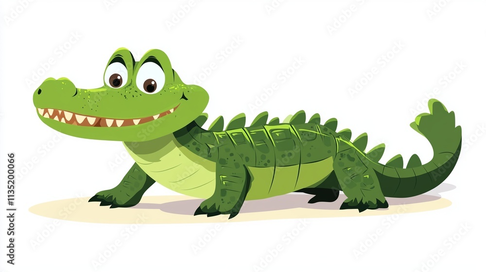 Obraz premium Detailed and Artistic Illustration of a Crocodile Alligator Isolated on a White Background Ideal for Educational and Creative Use