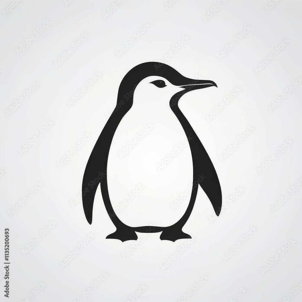 Obraz premium A simple black and white silhouette of a penguin.