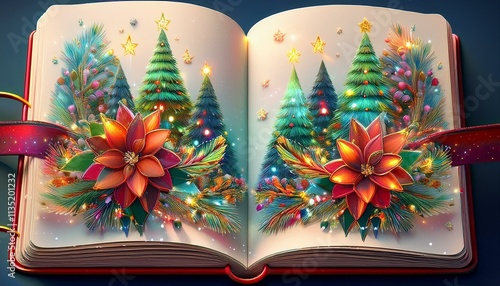 크리스마스 휴가 장면으로 가득 찬 일기