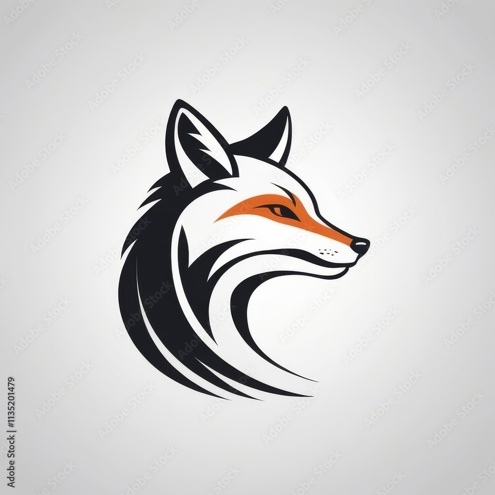 Obraz premium Stylized fox head with a white background.