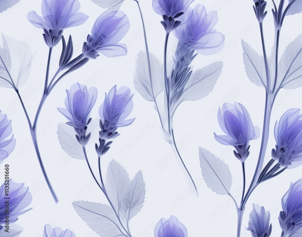 X-ray style image of delicate Lavender, purple, grey colors X-ray style image of delicate Lavender, purple, grey colors