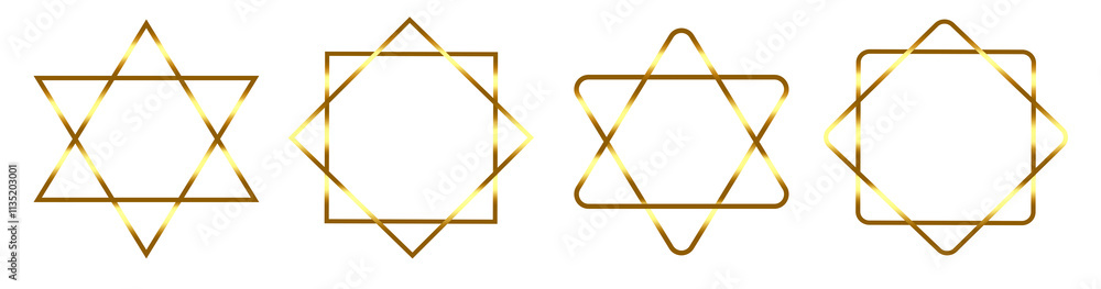 Golden star symbol frame shape objects set elements isolated on white background Golden star symbol frame shape objects set elements isolated on white background