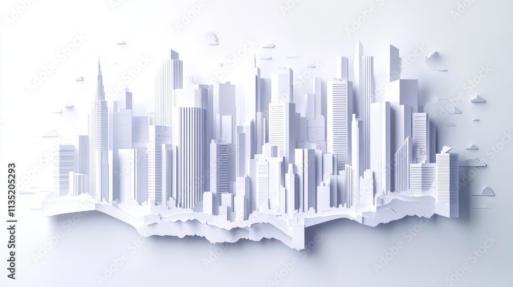 Obraz premium Paper Cityscape: A Minimalist Architectural Masterpiece