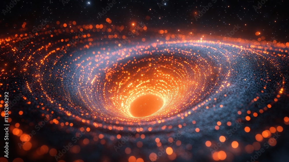 Abstract Swirling Galaxy Nebula Orange and Blue Cosmic Dust Vortex, Space Background Abstract Swirling Galaxy Nebula Orange and Blue Cosmic Dust Vortex, Space Background
