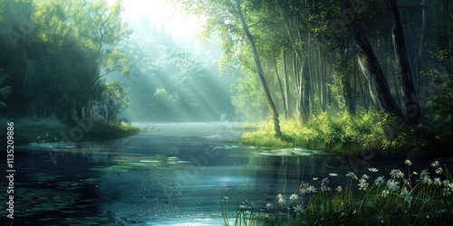 Beautiful landscape view of pine forest tree