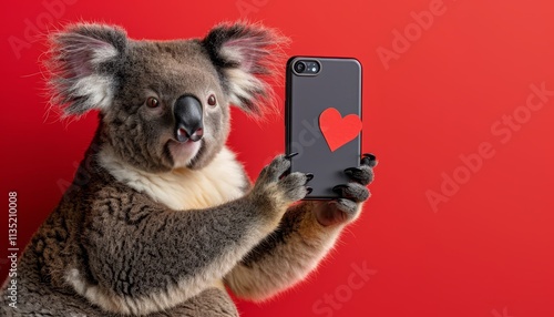 Adorable koala bear embracing a heart for a whimsical valentine s day greeting card design photo