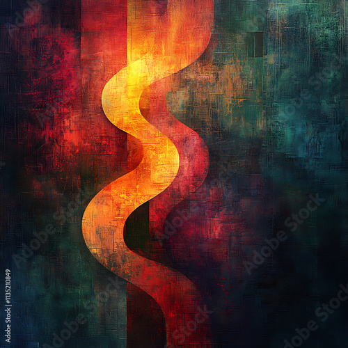 Vibrant Abstract Digital Art Depicting Curved Shapes and Rich Colors, Perfect for Innovative Projects Requiring a Touch of Modern Aesthetics and Visual Depth