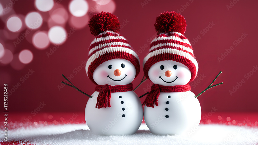 Cheerful Snowmen with Red Hats and Scarves
Cheerful Snowmen with Red Hats and Scarves