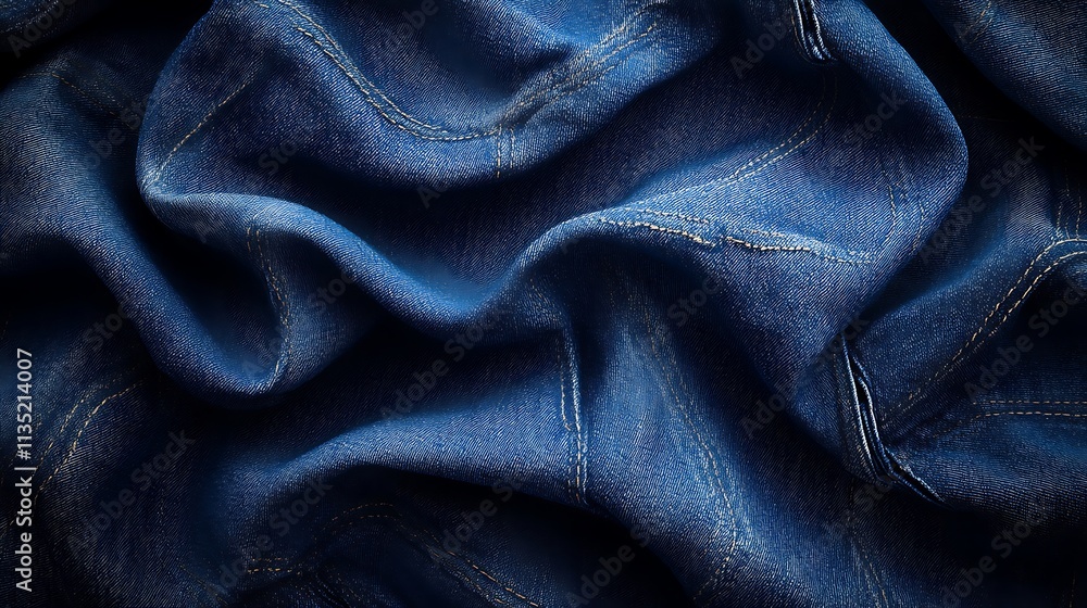 Abstract blue waves in textiles glowing gently under serene light images Abstract blue waves in textiles glowing gently under serene light images