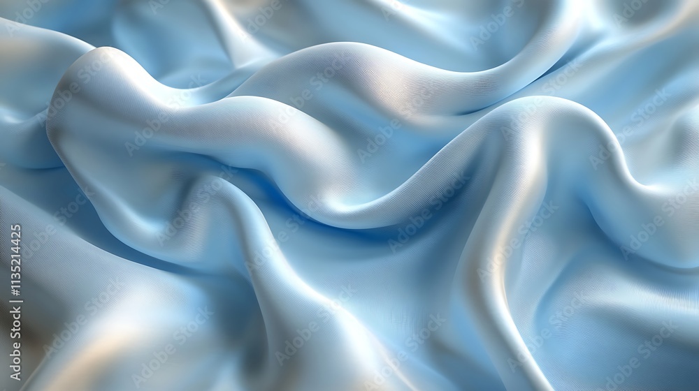 Fototapeta premium Abstract textile patterns with blue waves and soft flowing light pictures