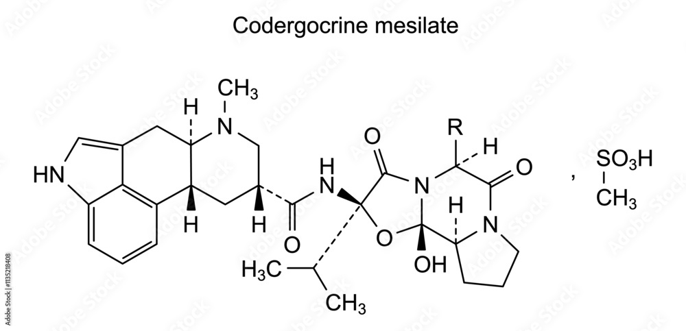 Obraz premium Chemical structure of codergocrine mesilate, drug substance
