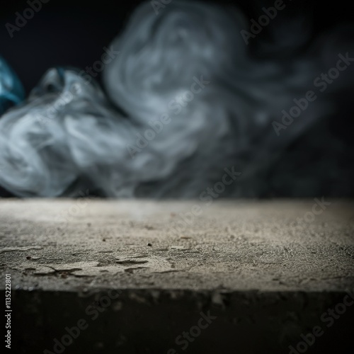 Abstract Smoke fog on black Background white cloudiness, mist or smog moves on black background withb beautiful swirling gray smoke photo