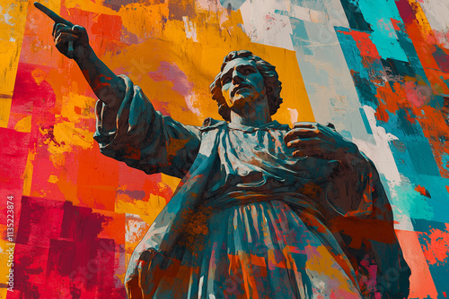 Wallpaper Mural Columbus standing at the helm of a ship, stormy seas in the background, dramatic lighting, sense of determination and exploration Torontodigital.ca