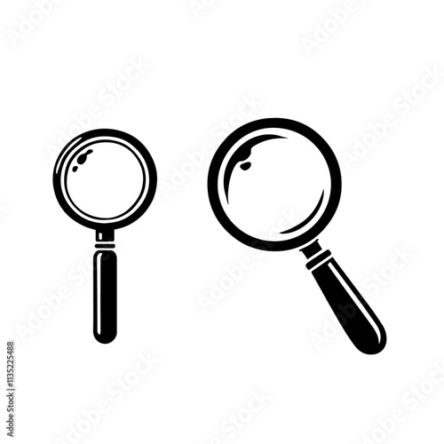 A silhouette of a magnifying glass. Vector illustration