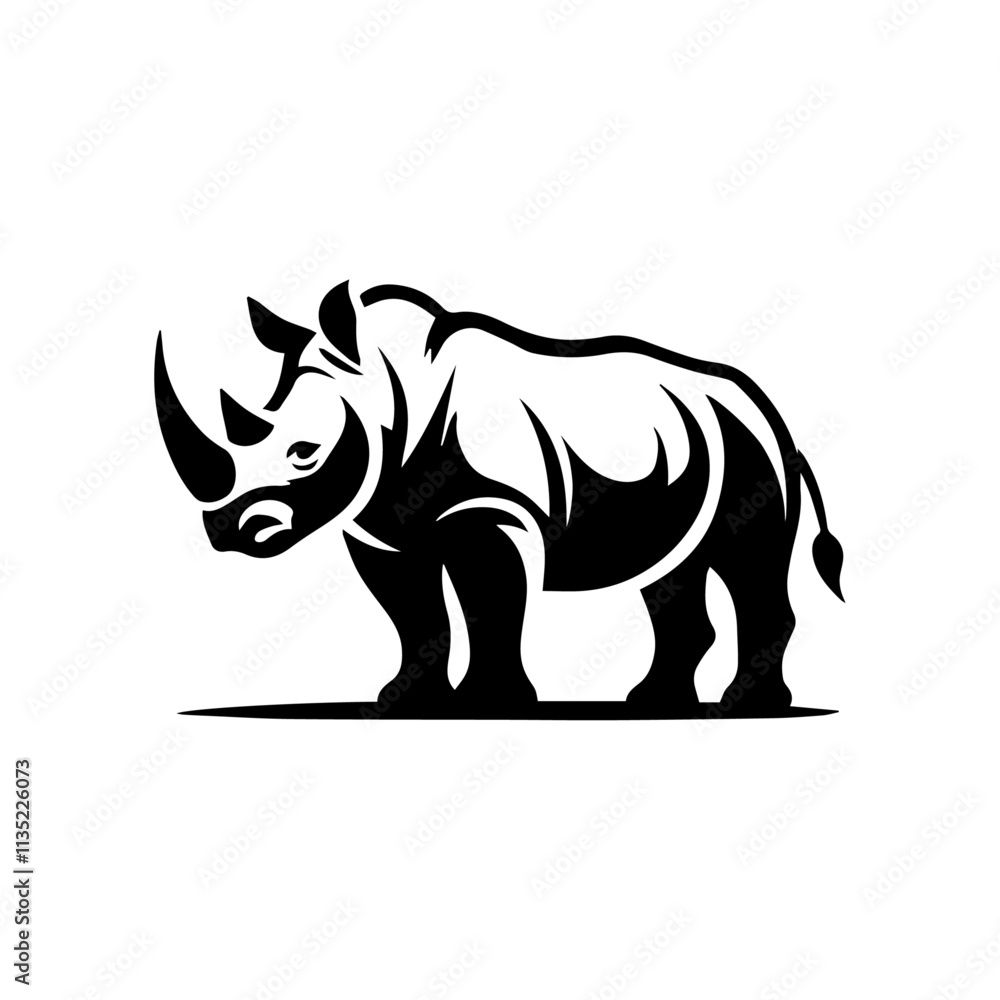 A silhouette vector illustration of a rhinoceros A silhouette vector illustration of a rhinoceros