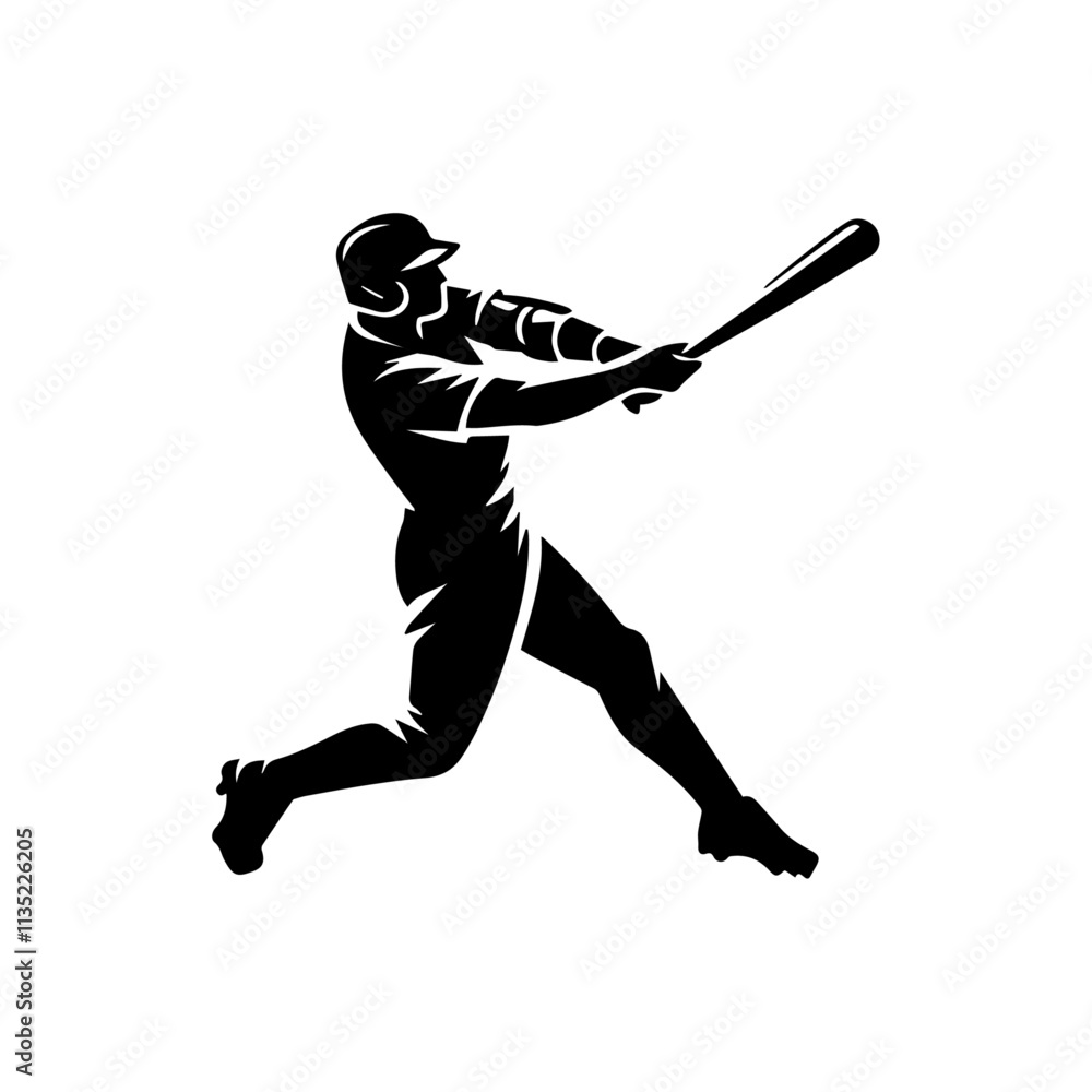 A single silhouette of a baseball player, vector illustration A single silhouette of a baseball player, vector illustration