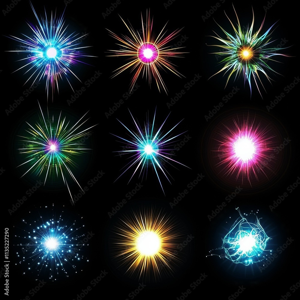 Easy to add lens flare effects for overlay designs or screen blending mode to make high-quality images. Abstract sun burst, digital flare, iridescent glare over black background. Easy to add lens flare effects for overlay designs or screen blending mode to make high-quality images. Abstract sun burst, digital flare, iridescent glare over black background.
