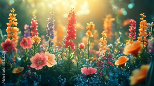 A burst of color: vibrant wildflowers basked in golden sunlight. #WildflowerWonderland photo