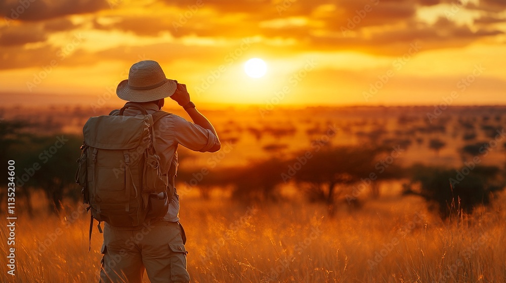 Sunset Safari: A Traveler's Moment of Reflection. Sunset Safari: A Traveler's Moment of Reflection.
