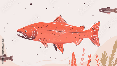 Sockeye Salmon Animal Isolated Flat Vector Illustration photo