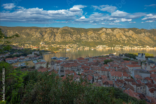 Obraz na płótnie Kotor, Montenegro. The Bay of Kotor is one of the most beautiful places on the Adriatic Sea, with a preserved Venetian fortress, old small villages, medieval towns and scenic mountains. w salonie