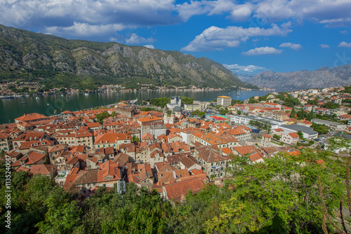 Obraz na płótnie Kotor, Montenegro. The Bay of Kotor is one of the most beautiful places on the Adriatic Sea, with a preserved Venetian fortress, old small villages, medieval towns and scenic mountains. w salonie