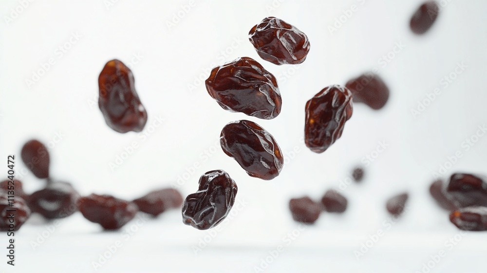Isolated Falling Raisin on White Background Perfect for Food Photography and Culinary Illustrations that Highlight Dried Fruits Isolated Falling Raisin on White Background Perfect for Food Photography and Culinary Illustrations that Highlight Dried Fruits