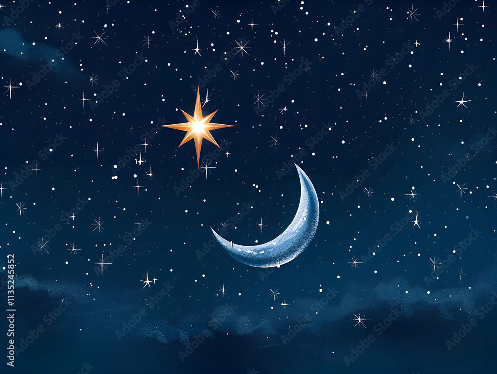Ramadan background with moon and stars, holy month, beautiful red sunset over sea. Ramadan background with moon and stars, holy month, beautiful red sunset over sea.