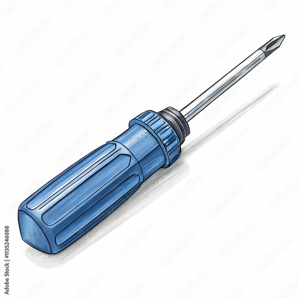 Fototapeta premium A blue screwdriver, typically used for manual tasks, features a durable