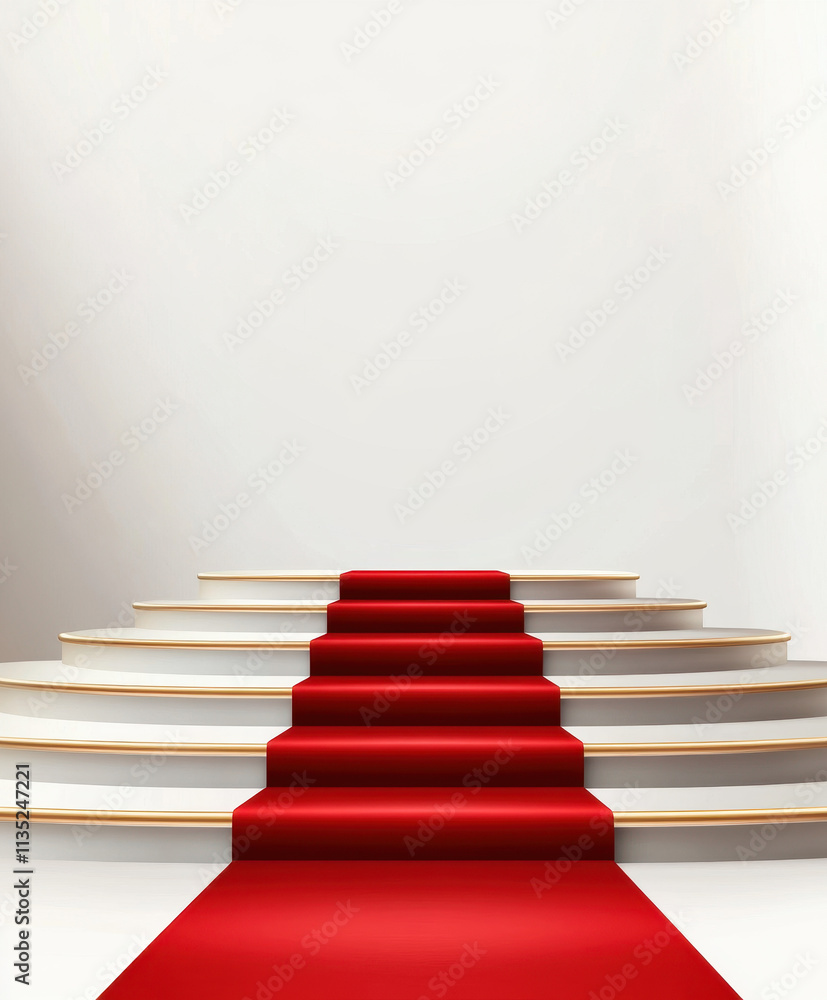 Elegant Red Carpet on Cubic Stairs for Award Ceremony
