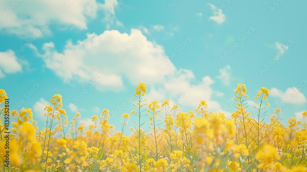 A field of golden-yellow canola flowers under a vivid blue sky A field of golden-yellow canola flowers under a vivid blue sky