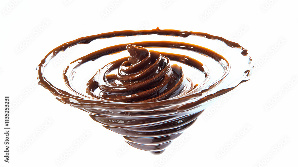 A photostock images of a chocolate drizzle swirling in mid-air on a clean white background. Drizzle. Illustration A photostock images of a chocolate drizzle swirling in mid-air on a clean white background. Drizzle. Illustration