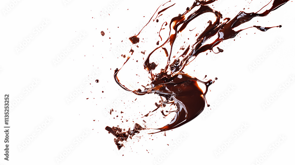 A photostock images of a chocolate drizzle swirling in mid-air on a clean white background. Drizzle. Illustration A photostock images of a chocolate drizzle swirling in mid-air on a clean white background. Drizzle. Illustration