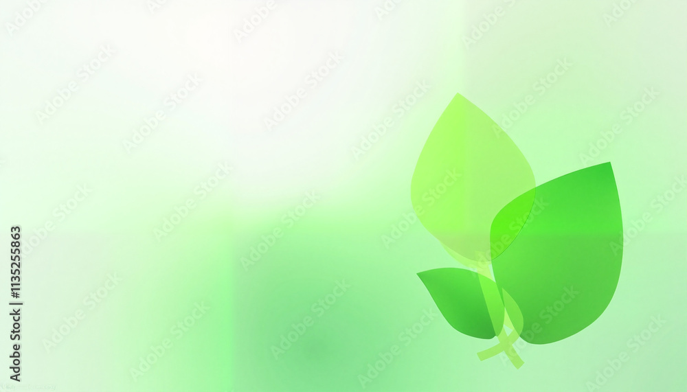 Stylized green leaves on a soft green background, minimalist design with copy space Stylized green leaves on a soft green background, minimalist design with copy space