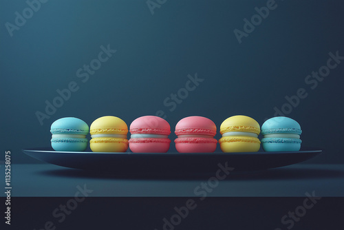 Bunte Macarons auf schwarzem Teller

 photo