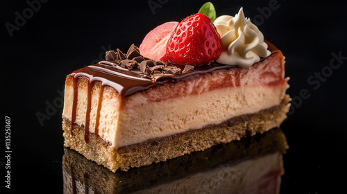Studio Shot of Creamy Cheesecake with Fresh Fruit Topping