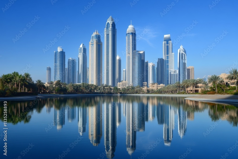 Dubai Skyline Reflections - Stunning Cityscape Dubai Skyline Reflections - Stunning Cityscape