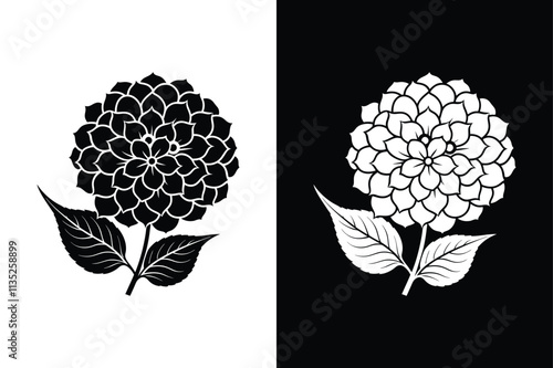 Timeless Hydrangea Icon Design. A Botanical Delight for Floral Arrangements