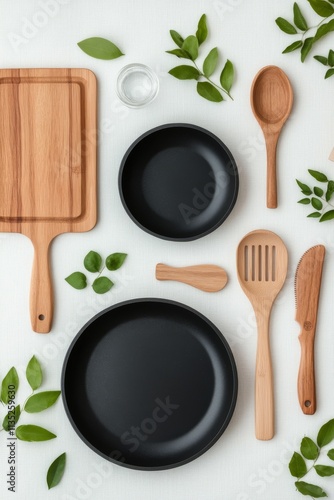 Elegant table setting with simple plates and natural decor for a casual dinin...